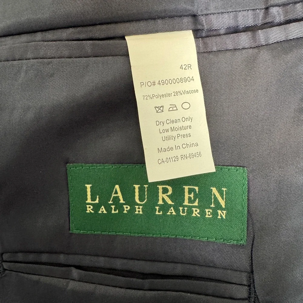 Lauren‎ Ralph Lauren Mens 42R Blue Textured Two Button Blazer Sport Coat Jacket